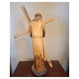 17" Tall, Hand-Carved Olive Wood Religious Crucifix Statue