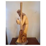 17" Tall, Hand-Carved Olive Wood Religious Crucifix Statue