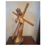 17" Tall, Hand-Carved Olive Wood Religious Crucifix Statue