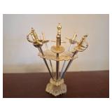 Vintage Toledo Mini Skewers Set. 6 mini skewers with a stand for serving at the table. Snack set. Made in Spain.