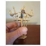 Vintage Toledo Mini Skewers Set. 6 mini skewers with a stand for serving at the table. Snack set. Made in Spain.