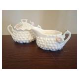 Fenton Hobnail Milk Glass Creamer and Sugar Set