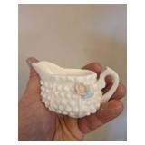 Fenton Hobnail Milk Glass Creamer and Sugar Set
