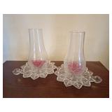 Antique Clear Glass Hurricane Candle Holder