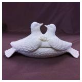 Vintage Porcelain Ivory Dove Love Birds 3D Trinket Jewelry Treasures Box