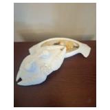 Vintage Porcelain Ivory Dove Love Birds 3D Trinket Jewelry Treasures Box