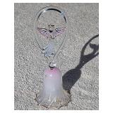 Glass Angel Bell Ornament with Pink Accents