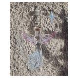 Glass Angel Bell Ornament with Pink Accents