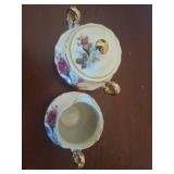 Rose Pattern Porcelain Creamer and Sugar Bowl Set