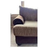 Faux Leather and Wide Wale Upholstery with Deep Seating Couch (approximately 7 foot 6 inches wide 3 foot 2 inches deep)