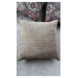 Large Over Stuffed Throw Pillows (2) approximately 22 inches square and (1) 21 inches by 12 inches