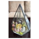 Faux Succulent Terrarium(approximately 10 inches tall)