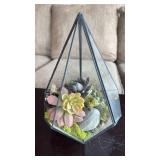 Faux Succulent Terrarium(approximately 10 inches tall)