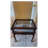 Carlton McLendon Wood and Glass Display Table with Queen Anne Legs