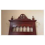 Victorian Style Hall Tree with Marble Top and Brass Fittings (approximately 83 inches tall 20 inches wide and 17 inches deep)