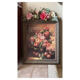 Religious Inspirational Quote Wall Decor with Faux Flower Accent (approximately 26 inches by 22 inches)