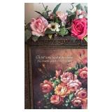 Religious Inspirational Quote Wall Decor with Faux Flower Accent (approximately 26 inches by 22 inches)