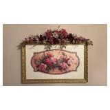 Decorative Rose Wall Art with Floral Topper Approximately 22 Inches by 14