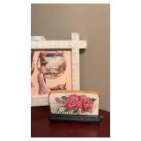 Vintage Style Valentines Wall Decor with Rose Topiary (approximately 8 inches tall) and Standing Friendship Decor