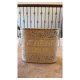 White Metal Decorative Waste Paper Basket