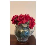 Silk Roses in Vintage Pitcher