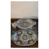 (2) Vintage Anchor Hocking Relish DishesPattern Bars and Stars and Star of David