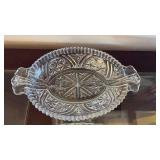 (2) Vintage Anchor Hocking Relish DishesPattern Bars and Stars and Star of David