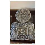 Early American Pressed Glass relish dishes likely in the \"Minnesota\" or \"Cane and Star\" pattern