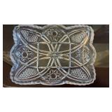 Early American Pressed Glass relish dishes likely in the \"Minnesota\" or \"Cane and Star\" pattern