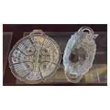 Indiana Glass Killarney Pattern Relish Dish and Sweet Pear Pattern Relish Dish