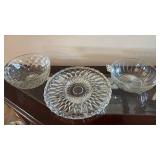 MCM Crystal and Glass Serving Tray and Bowls
