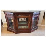 Traditional Wood and Glass Display Cabinet Approximately 47 inch Wide 14 inches Deep and 28 Tall