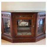 Traditional Wood and Glass Display Cabinet Approximately 47 inch Wide 14 inches Deep and 28 Tall