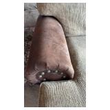 Faux Leather and Wide Wale Upholstery with Deep Seating Couch (approximately 7 foot 6 inches wide 3 foot 2 inches deep)