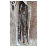 Glass Leaf Taper Candle Wall Sconce and Large Jar (approximately 12 inches tall) of Barbed Wire Boquete