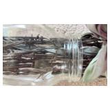Glass Leaf Taper Candle Wall Sconce and Large Jar (approximately 12 inches tall) of Barbed Wire Boquete