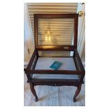 Carlton McLendon Wood and Glass Display Table with Queen Anne Legs