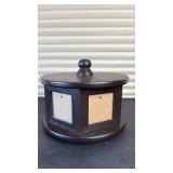 Spinning Keepsake Box with Photo Frame Detailing (approximately 9 inches diameter)