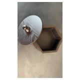 Spinning Keepsake Box with Photo Frame Detailing (approximately 9 inches diameter)