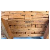 1988 Longaberger Handled Basket ( approximately 15 inches tall and 12 wide) and Other Baskets, Handwoven Trivets and Fan