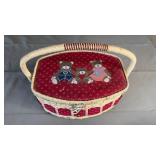Vintage Handled Sewing Basket, Full of Notions and Tools