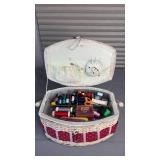 Vintage Handled Sewing Basket, Full of Notions and Tools