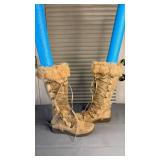 Mukluk Style Suede Boots with Rabbit Fur Trim, Wedge Heel Size 6 minimal wear