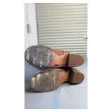 Vintage Ladies Brown Leather Tall Riding Boots with Cross Stitching Size 6