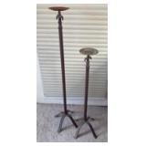 Wrought Iron Fleur De Lis Floor Candlesticks (approximately 30 and 39 inches tall)