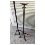 Wrought Iron Fleur De Lis Floor Candlesticks (approximately 30 and 39 inches tall)