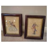 PAIR OF 8Ã10 VINTAGE FRAMED NEEDLEPOINT ART PIECES