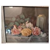 13.5 X 12 Distressed White Wood Framed Wendover Art Group \"Roses\" PRINT