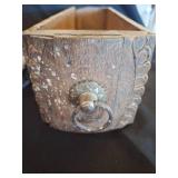 Blue and White Willow Pattern Rooster Figurines with Wooden Box