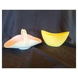 Mid-Century Glass Serving Dishes - Pink and Yellow Set